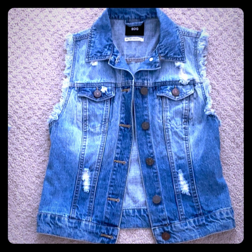 Distressed Denim Vest